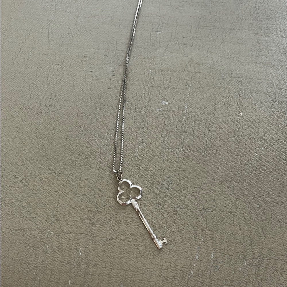 Elegant Silver colored Key Pendant Necklace with 12 inch chain - Picture 1 of 1
